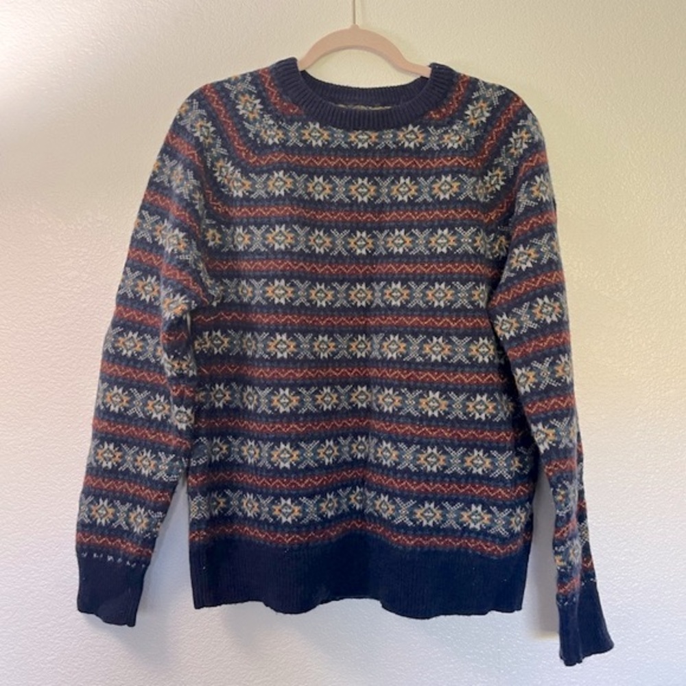 J. Crew Lamb's Wool Festive Multi-colored Sweater